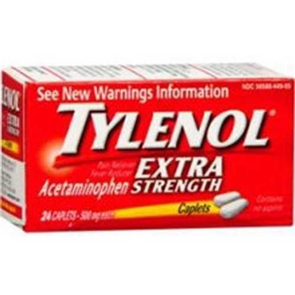 Pain Relief Tylenol 500 mg Strength Caplet 24 per Bottle 30300450449055 Bottle/24