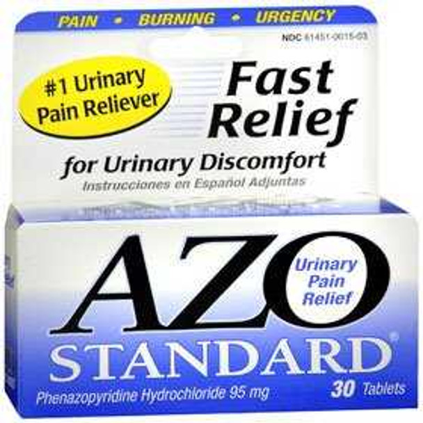 Urinary Pain Relief AZO® 95 mg Strength Phenazopyridine HCL Tablet 30 per Bottle 87651030152 Box of 30