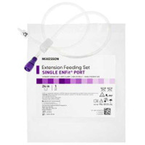 Bolus Enteral Feeding Extension Tube Set McKesson 24 Inch, EnFit, Secure Lock Straight Connector and Clamp, NonSterile 194-0123-24 Case of 30