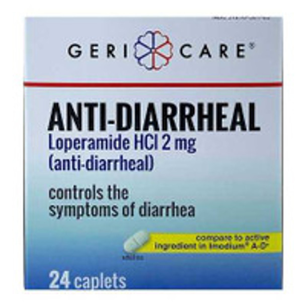 Geri-Care Anti-Diarrheal Caplet, 2 mg Loperamide HCl, 24 Caplets per Box, Box 1