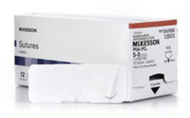 Absorbable Suture with Needle McKesson Polyglycolic Acid / PCL P-13 3/8 Circle Precision Reverse Cutting Needle Size 5 - 0 Monofilament SY493GX Box of 1
