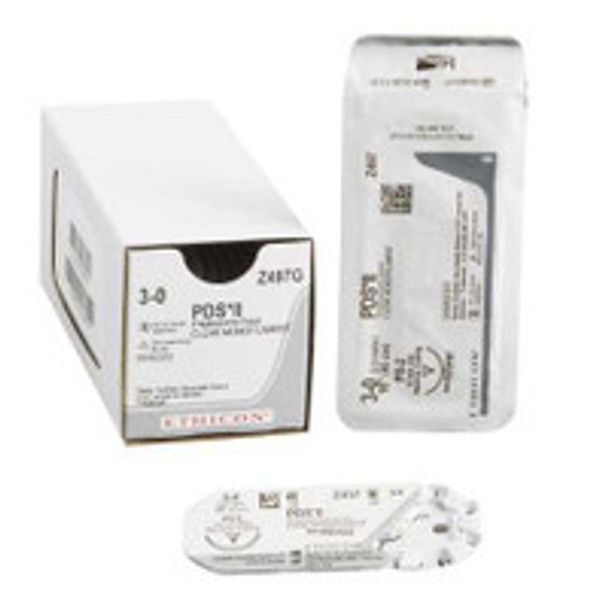 Absorbable Suture with Needle PDS II Polydioxanone PS-2 3/8 Circle Precision Reverse Cutting Needle Size 3 - 0 Monofilament Z497G Box of 12