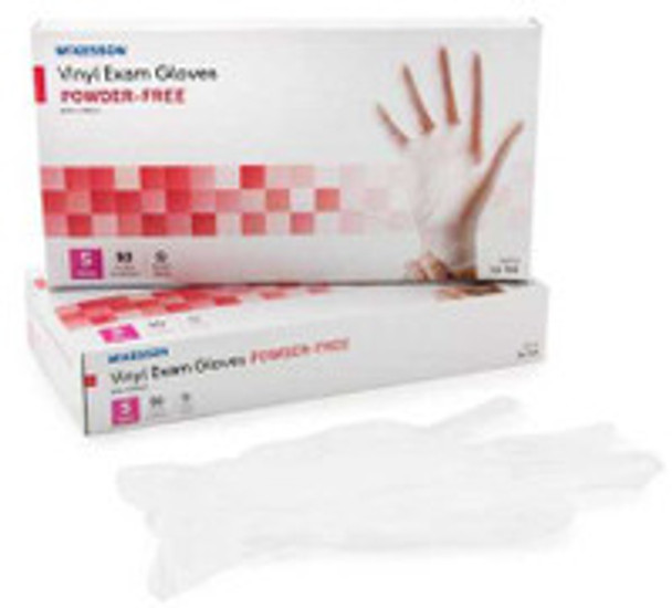 Exam Glove McKesson Confiderm® Small NonSterile Vinyl Standard Cuff Length Smooth Clear Not Rated 14-164 Case of 1000
