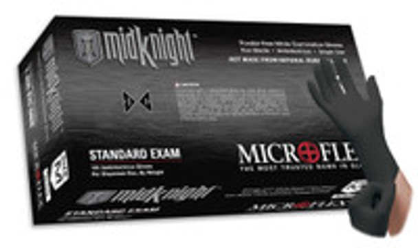 Exam Glove MICROFLEX® MidKnight 2X-Large NonSterile Nitrile Standard Cuff Length Fully Textured Black Fentanyl Tested MK-296-XXL Box of 1