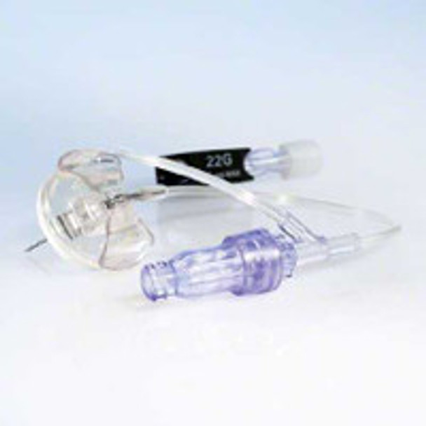 Huber Needle Infusion Set Surecan Safety II 20 Gauge 1 Inch 8 Inch Tubing Caresite Needleless Port, Y-site Injection Port 4447052-02 Box of 20