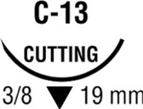 Absorbable Suture with Needle Polysorb Polyester C-13 3/8 Circle Reverse Cutting Needle Size 3 - 0 Braided SL-822G Box of 12