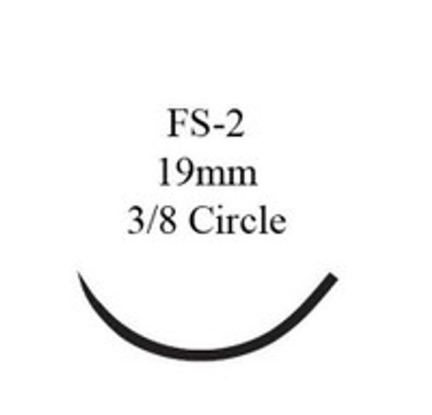 Nonabsorbable Suture with Needle Prolene Polypropylene FS-2 3/8 Circle Reverse Cutting Needle Size 3 - 0 Monofilament 8665G Box of 12