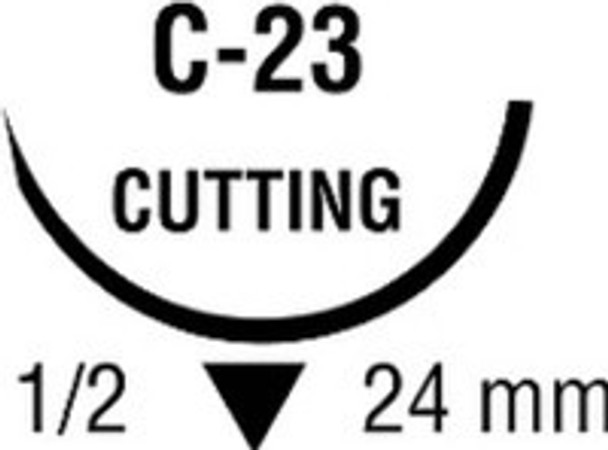 Absorbable Suture with Needle Polysorb Polyester C-23 1/2 Circle Reverse Cutting Needle Size 3 - 0 Braided SL-613 Box of 36