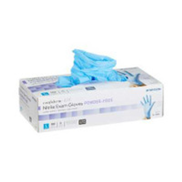 McKesson Confiderm 4.5C Exam Glovess with Textured Fingertips, Blue, Nitrile, Large, 9", NonSterile, Box of 100