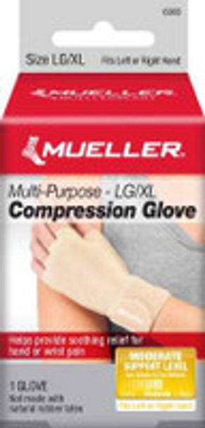 Compression Glove Mueller® Compression & Support Gloves Fingerless Large / X-Large Over-the-Wrist Length Stretch Fabric 6908 Pack of 1