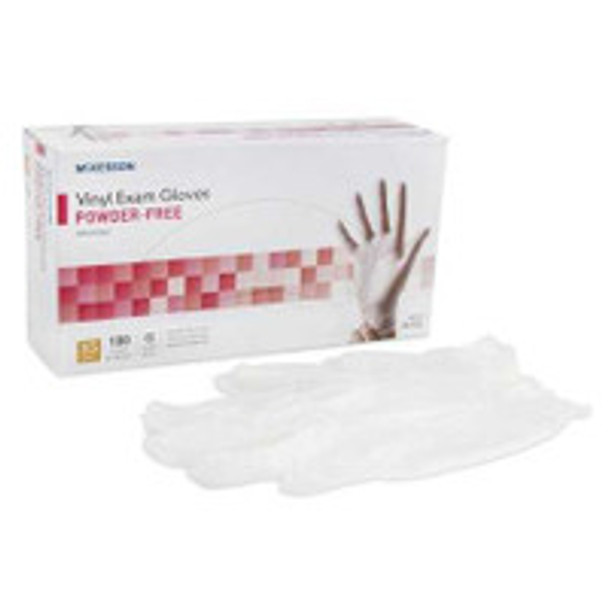Exam Glove McKesson X-Small NonSterile Vinyl Standard Cuff Length Smooth Clear Not Rated 14-112 Box of 1