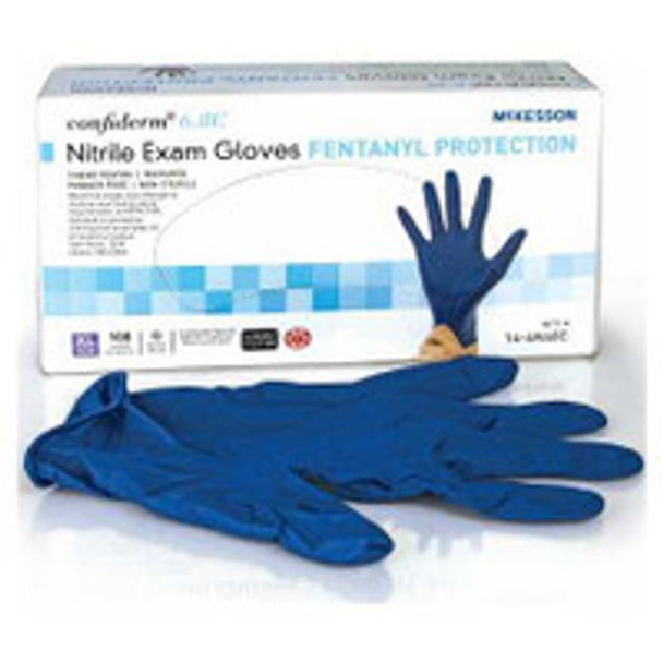 Exam Glove McKesson Confiderm® 6.8C X-Large NonSterile Nitrile Standard Cuff Length Textured Fingertips Blue Chemo Tested / Fentanyl Tested 14-6N68C Box of 100