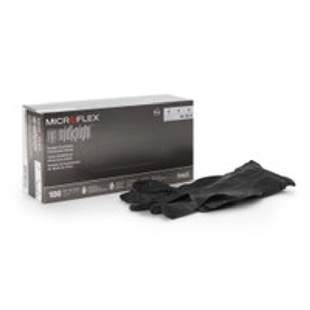 Exam Glove MICROFLEX® MidKnight Medium NonSterile Nitrile Standard Cuff Length Fully Textured Black Fentanyl Tested MK-296-M Box of 1
