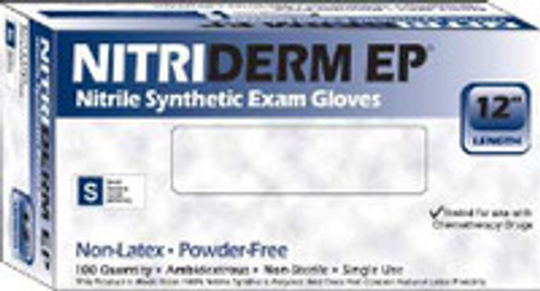 Exam Glove NitriDerm® EP Small NonSterile Nitrile Extended Cuff Length Fully Textured Blue Chemo Tested / Fentanyl Tested 182100 Case of 1000