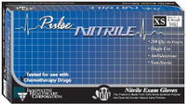 Exam Glove Pulse® Nitrile X-Small NonSterile Nitrile Standard Cuff Length Textured Fingertips Aqua Blue Chemo Tested 177052 Case of 2000