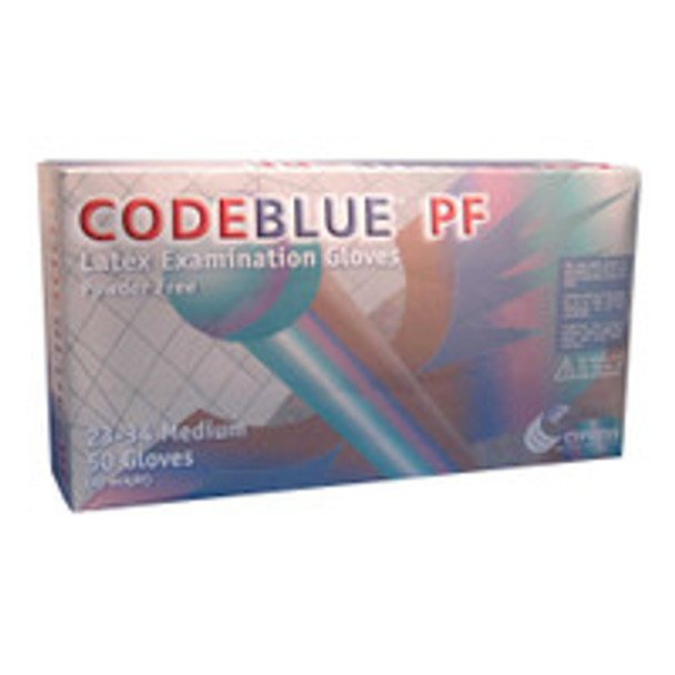 CodeBlue PF Latex Extended Cuff Length Exam Glove Medium Blue