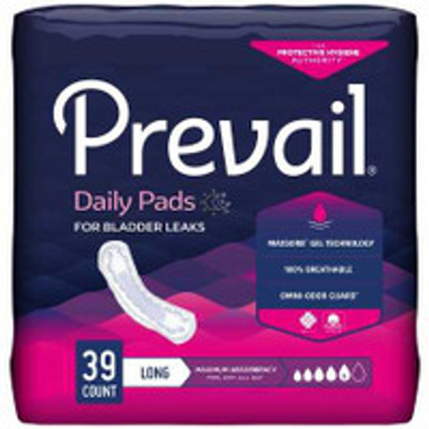 Bladder Control Pad Prevail® Daily Pads 13 Inch Length Heavy Absorbency Polymer Core One Size  PV-915/1 Pack of 39