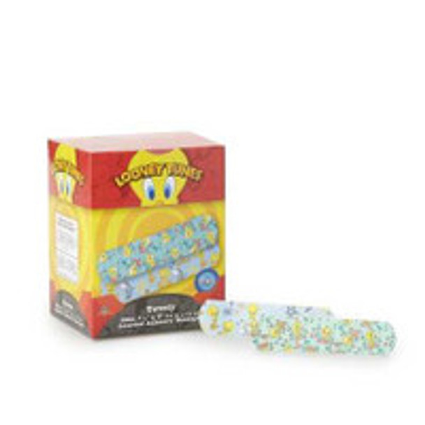Adhesive Strip Looney Tunes Stat Strip® 3/4 x 3 Inch Plastic Rectangle Kid Design (Tweety) Sterile 1083737 Box of 1