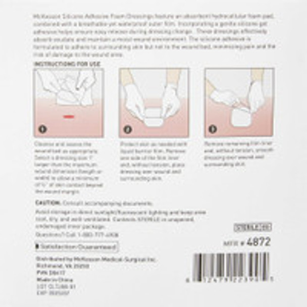 Thin Foam Dressing McKesson Lite 3 x 3 Inch With Border Film Backing Silicone Gel Adhesive Square Sterile 4872 Box of 10