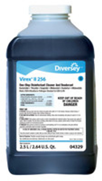 Diversey Virex® II 256 Surface Disinfectant Cleaner Quaternary Based J-Fill® Dispensing Systems Liquid Concentrate 2.5 Liter Bottle Mint Scent NonSterile DVS04329 Case of 2