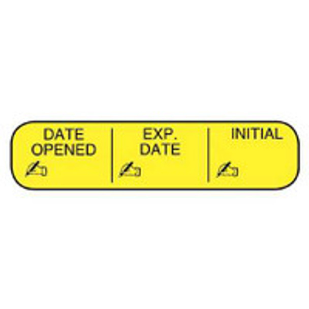 Pre-Printed / Write On Label Apothecary Products® Advisory Label Yellow Paper DATE OPENED/EXP. DATE/INITIAL Black Quality Control Label 3/8 x 1-9/16 Inch 40240 Pack of 1