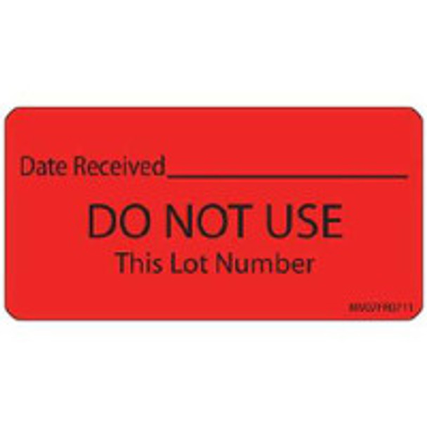 Pre-Printed / Write On Label MedVision® Advisory Label Red Paper DATE RECEIVED_______/DO NOT USE This Lot Number Black Quality Control Label 1-1/2 x 2-15/16 Inch MV07FR0711 Pack of 1