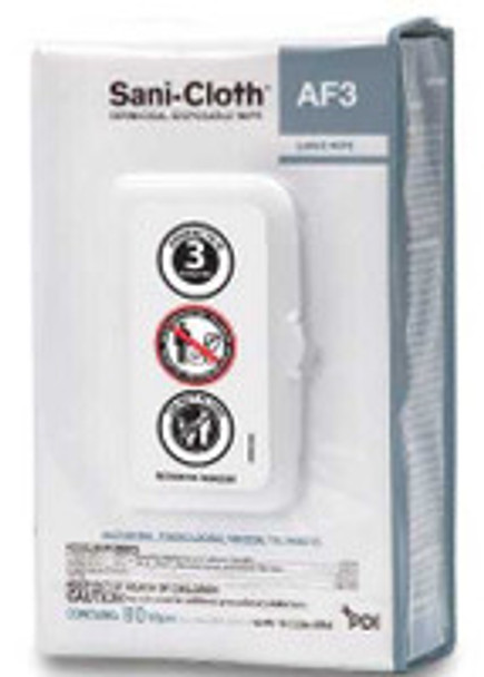 Sani-Cloth® AF3 Surface Disinfectant Cleaner Premoistened Germicidal Manual Pull Wipe 80 Count Hard Case Unscented NonSterile M8063S80 Pack of 80