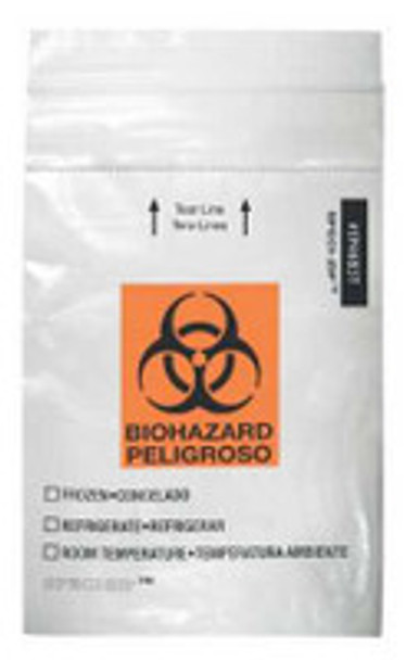 Biohazard Specimen Bag SPECI-ZIP Clear Bag 4 x 6 Inch 22310402 Case of 1000