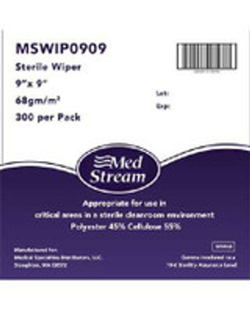 Cleanroom Wipe McKesson ISO Class 5 White Sterile Polyester / Cellulose 9 x 9 Inch Disposable MSWIP0909 Case of 3600