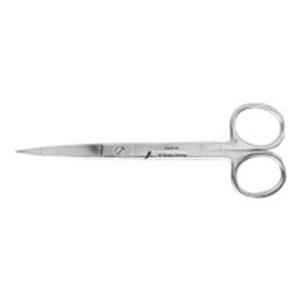 Operating Scissors Miltex® 5-1/2 Inch Length Floor Grade Pakistan Stainless Steel Sterile Finger Ring Handle Straight Blade Sharp Tip / Sharp Tip 5-6-ST-50 Box of 50