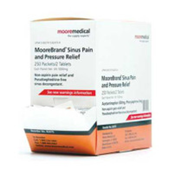 Cold and Sinus Relief McKesson Brand 500 mg - 5 mg Strength Tablet 2 per Pack 82475 Box of 250