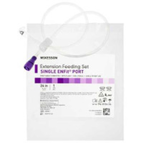 Bolus Enteral Feeding Extension Tube Set McKesson 24 Inch, EnFit, Secure Lock Right Angle Connector and Clamp, NonSterile 194-0124-24 Box of 5