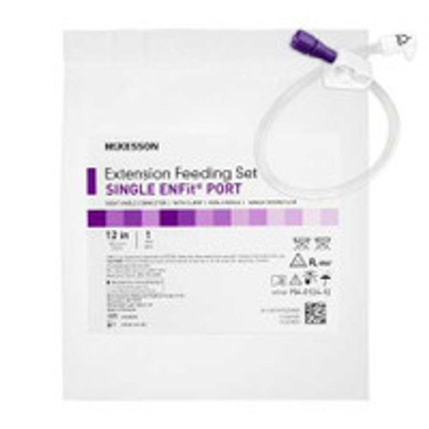 Bolus Enteral Feeding Extension Tube Set McKesson 12 Inch, EnFit, Secure Lock Right Angle Connector and Clamp, NonSterile 194-0124-12 Case of 30