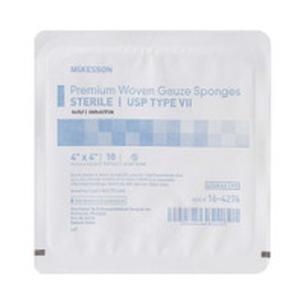 McKesson Sterile Premium Woven Gauze Sponge  Size 4 x 4'', 16-Ply  10 per Tray  Case of 72 Trays