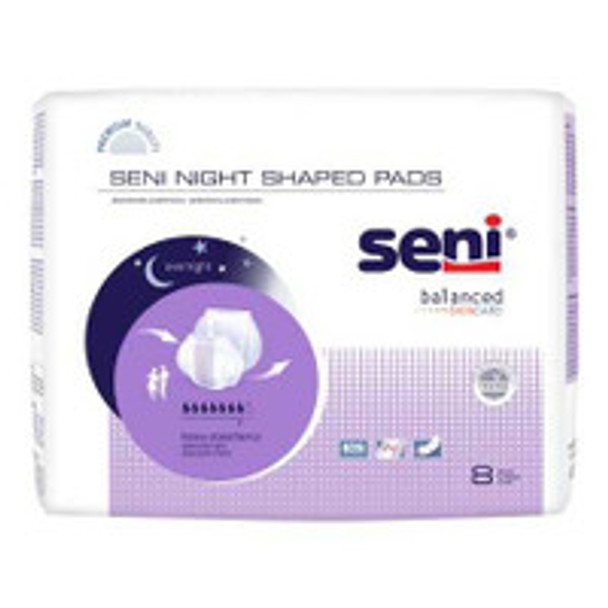 Incontinence Liner Seni® Shaped Night Pads 27 Inch Length Heavy Absorbency Superabsorbant Core One Size Fits Most S-PL08-PS1 Case/48