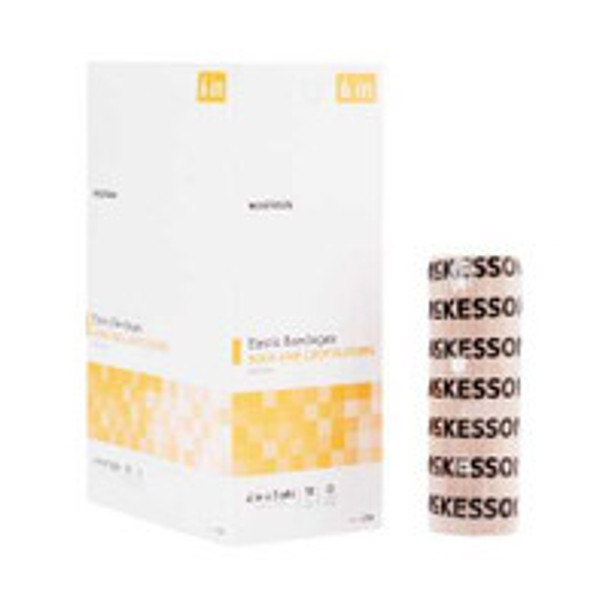 Elastic Bandage McKesson 6 Inch x 5 Yard Hook and Loop Closure Tan NonSterile Standard Compression 056 Case of 50