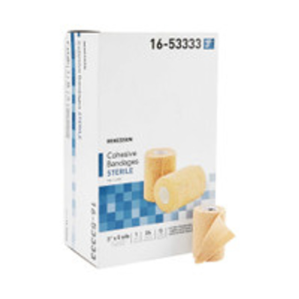 Cohesive Bandage McKesson 3 Inch x 5 Yard Self-Adherent Closure Tan Sterile Standard Compression 16-53333 Case of 24