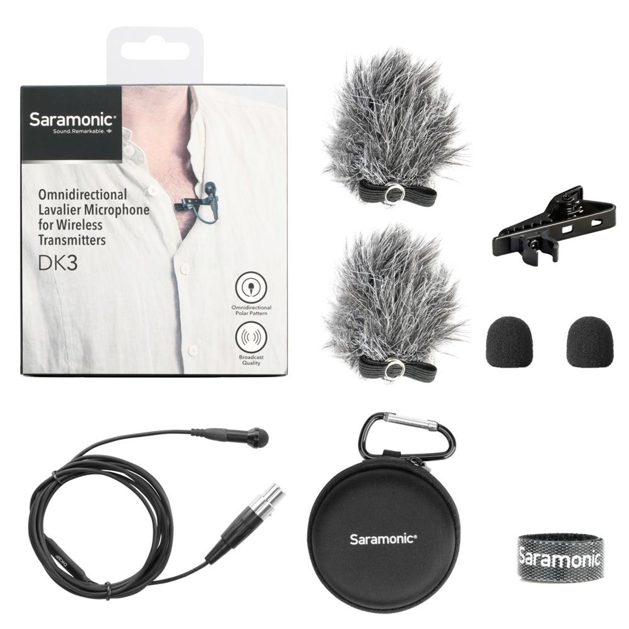 Saramonic DK3F Premium 4mm Omnidirectional Lavalier Microphone for AKG, Samson and Saramonic Wireless Transmitters with TA3F Locking Connector