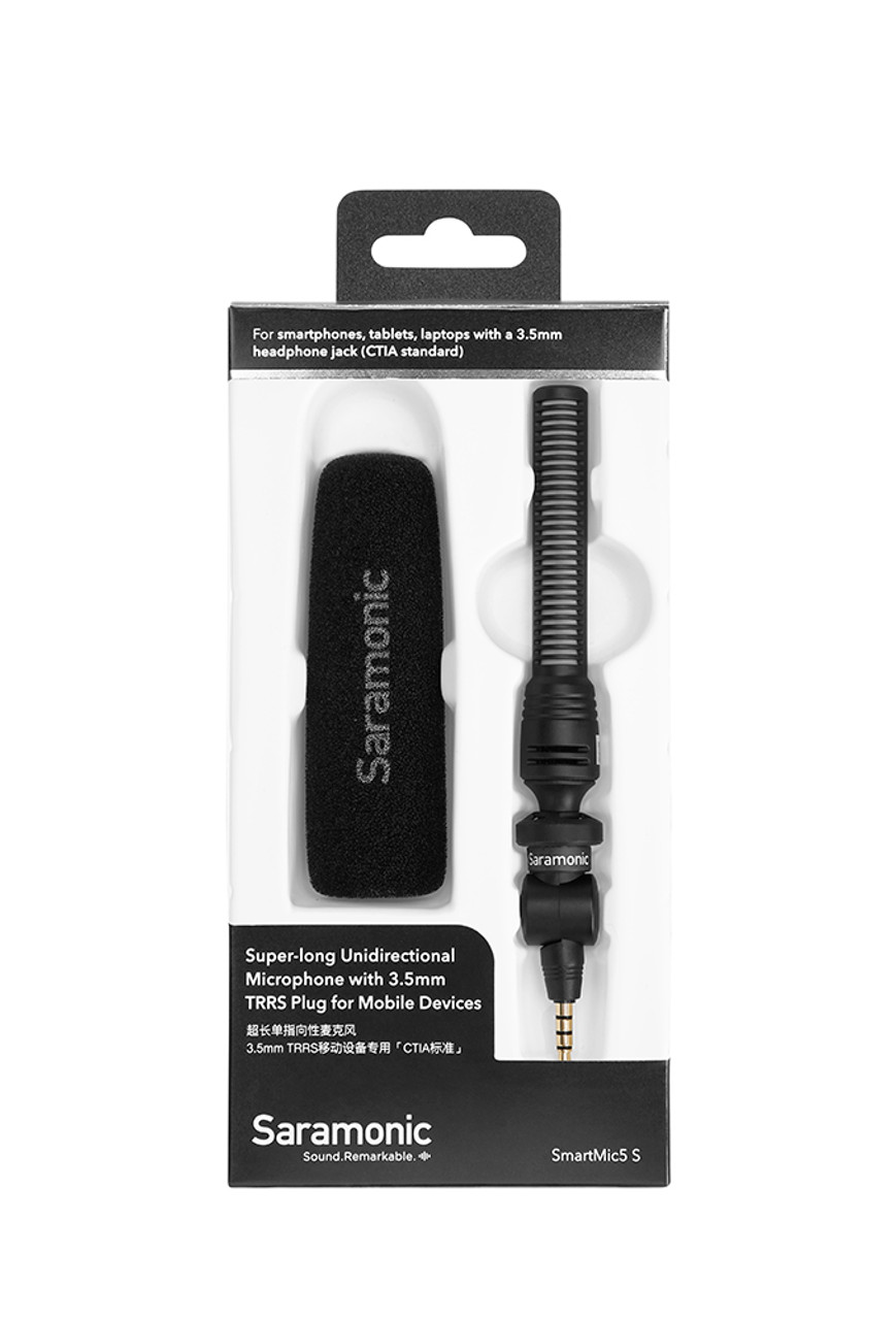 Saramonic SmartMic5 S Super-long Unidirectional Microphone for Smartphones, Tablets and Laptops with a 3.5mm Headphone Jack (CTIA Standard)