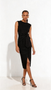 Belted Slit Midi Dress