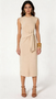 Sleeveless tie-waist midi dress  with front slit