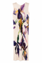 This sleeveless pleated dress features a striking oversized iris floral print that brings timeless sophistication to every occasion. Designed with lightweight chiffon fabric, it drapes beautifully while offering comfortable movement and a flattering silhouette.