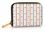 Flori™  Small Zippered Wallet—a compact statement accessory finished with La V’rose's signature striped rose-drop and diamond motif.