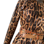 Make a bold entrance in the Leopard Rosette Trench Coat. Designed for the woman who embraces statement-making style, this sophisticated longline coat combines a striking leopard rosette print with a luxurious, glossy textured finish.