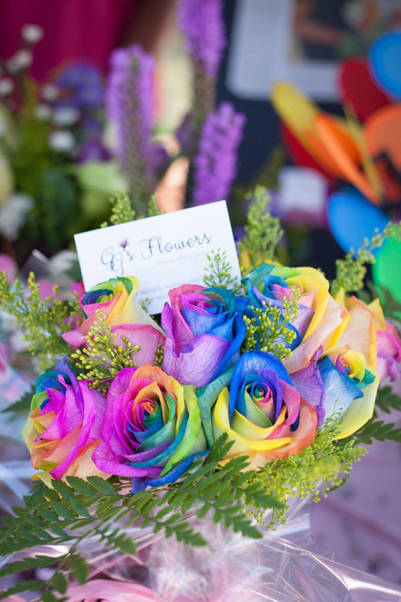 Half a dozen rainbow roses - FREE DELIVERY