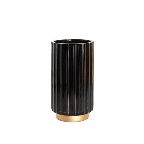 Glass Astoria Ribbed Vase Black - GG's Flowers