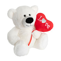 Bruno teddy with love heart balloon - white 