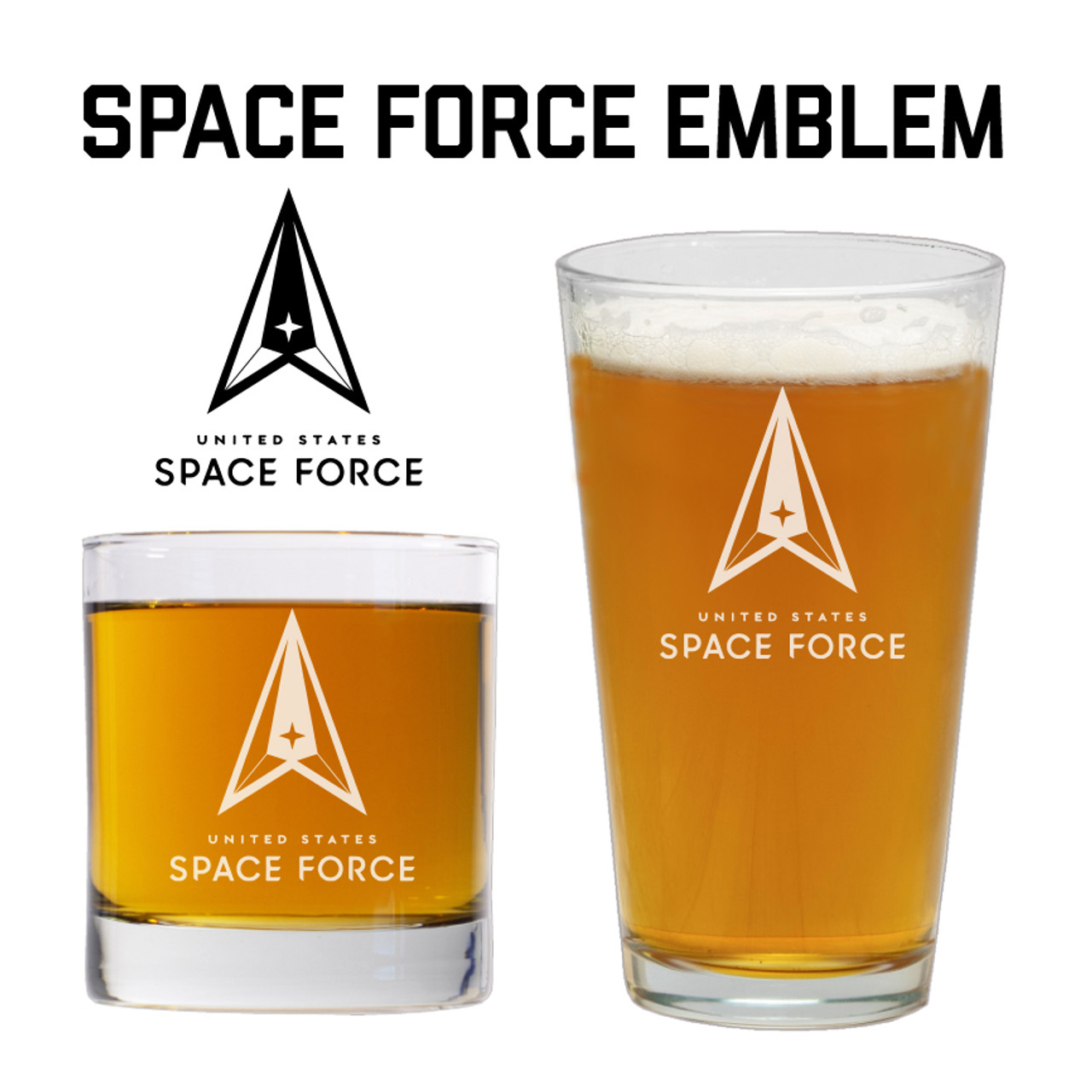 US Space Force Emblem Glassware