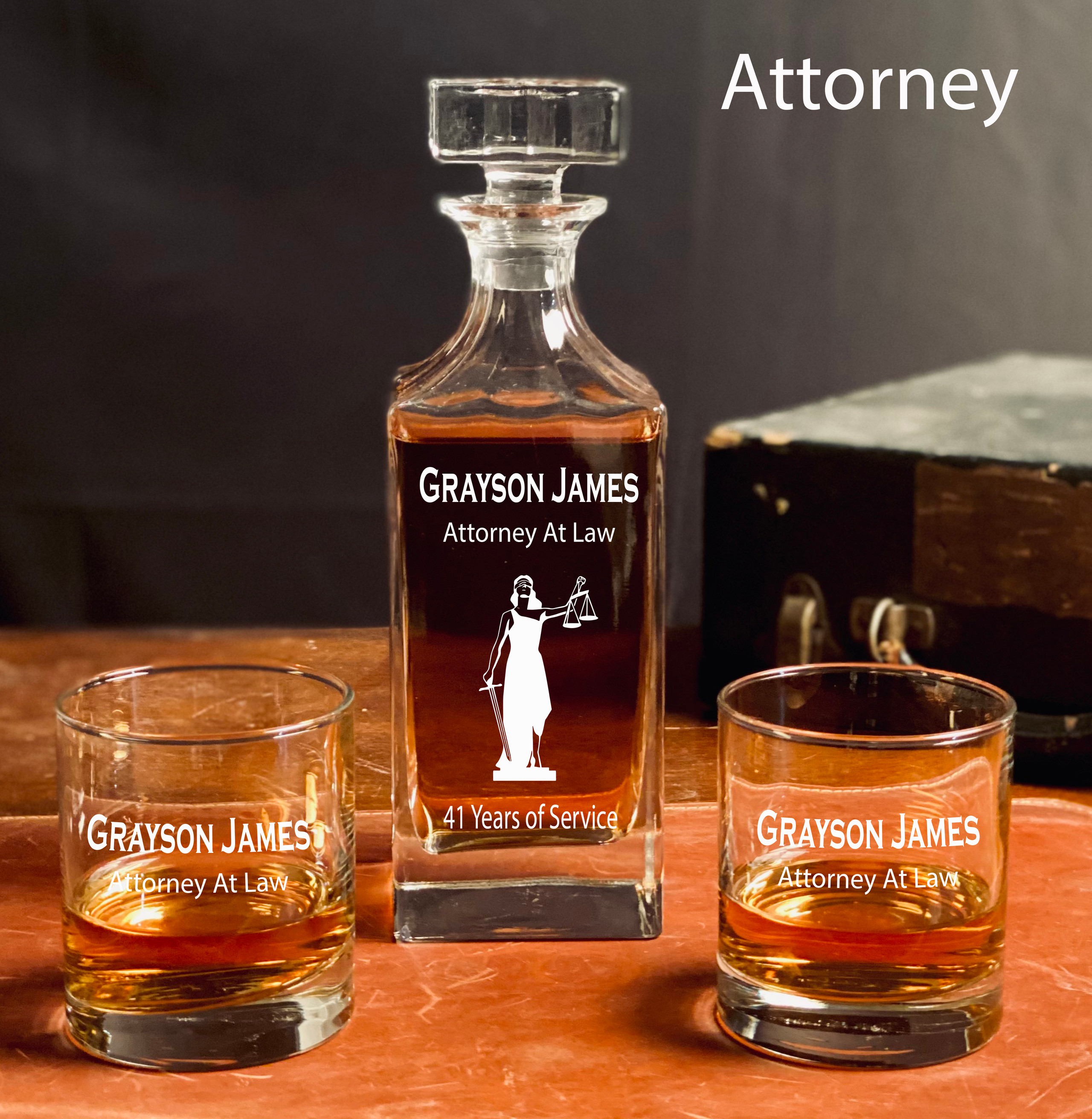 Attorney Retirement Gift Whiskey Decanter Set