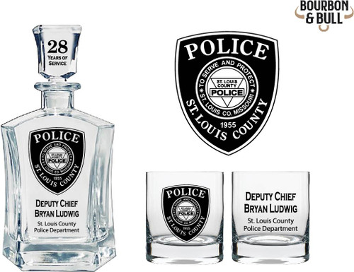 St. Louis County Police Department -  Whiskey Decanter Retirement Gift Set